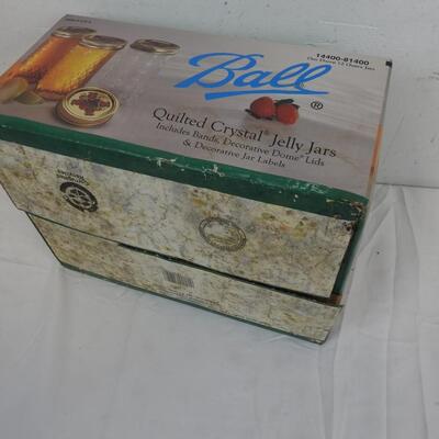Ball Quilted Crystal Jelly Jars, Unopened, Box has some Damage - New