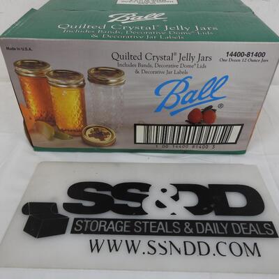 Ball Quilted Crystal Jelly Jars, Unopened, Box has some Damage - New