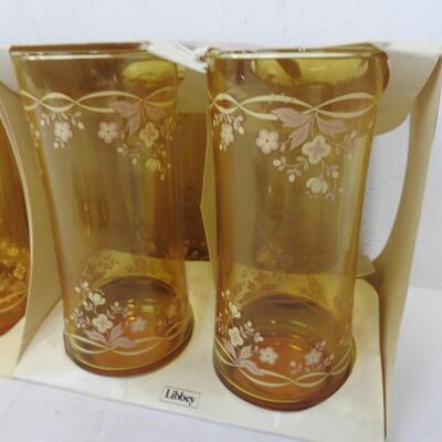 8 Cooler Glasses, 16 Oz Orange Libbey Glasses