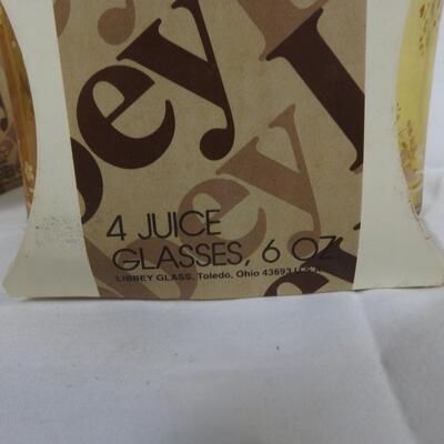 8 Juice Glasses, 6 oz Orange Libbey Glasses - New