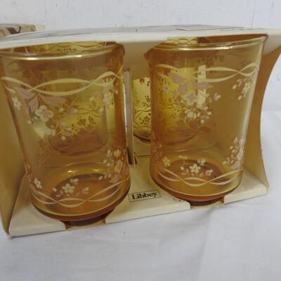 8 Juice Glasses, 6 oz Orange Libbey Glasses - New