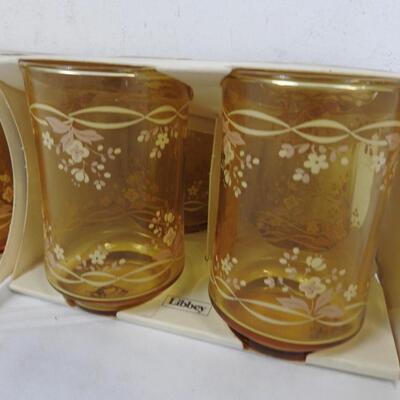 8 Juice Glasses, 6 oz Orange Libbey Glasses - New