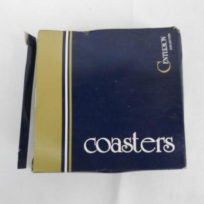 2 Sets of Centurian Brass Coasters, 3 Embosses Trivet, 2 Still Wrapped - New