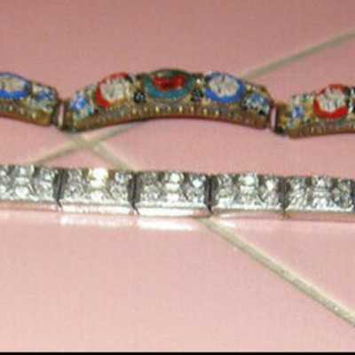 MS 2 Victorian Edwardian Bracelet Micro Mosaic Rhinestone