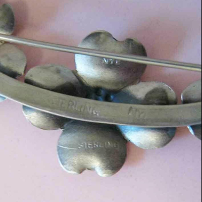 MS Vintage Pin Brooch Sterling Silver Flowers Stuart Nye USA Dogwood