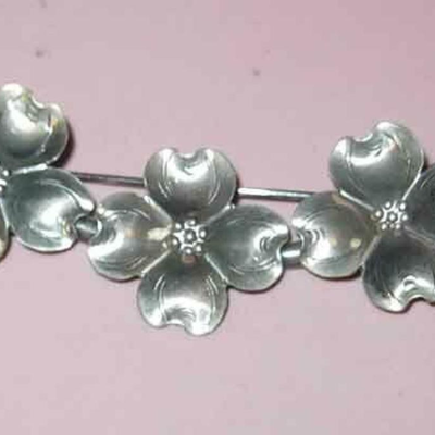 MS Vintage Pin Brooch Sterling Silver Flowers Stuart Nye USA Dogwood