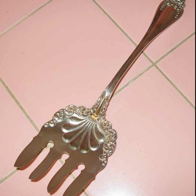 MS Silverplate Serving Fork Meat Fish Oregon United Silver No Monogram
