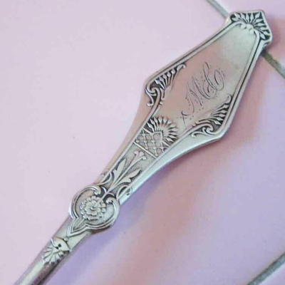 MS 1879 Antique Silverplate Master Butter Knife Orient Reed Barton Silver Mono