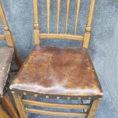 4 Antique Leather Chairs