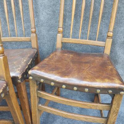 4 Antique Leather Chairs