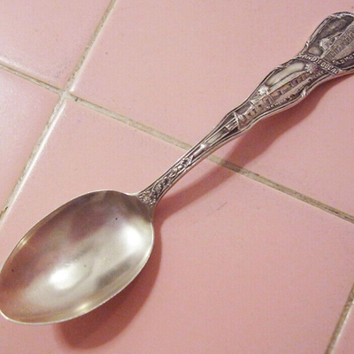 MS Antique 1911 Sterling Silver Souvenir Spoon San Diego California Mission Hotel Del