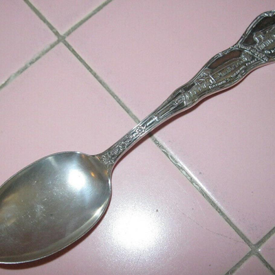 MS Antique 1911 Sterling Silver Souvenir Spoon San Diego California Mission Hotel Del