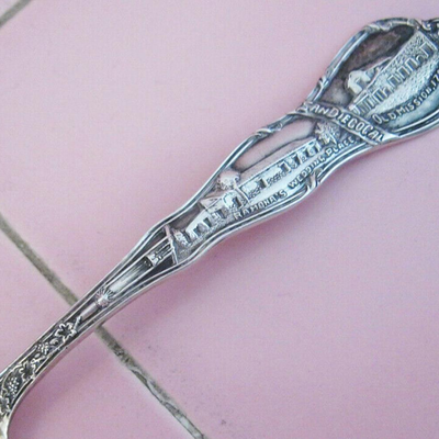 MS Antique 1911 Sterling Silver Souvenir Spoon San Diego California Mission Hotel Del