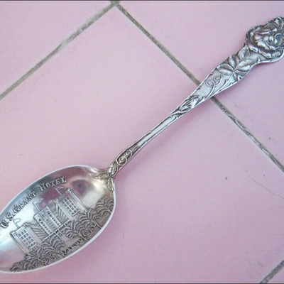 MS Vintage Sterling Silver Souvenir Spoon US Grant Hotel San Diego CA Watson Rose