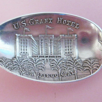MS Vintage Sterling Silver Souvenir Spoon US Grant Hotel San Diego CA Watson Rose