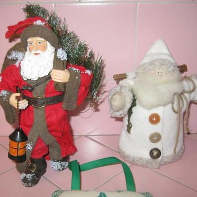 MS  Group Christmas Decorations Santa St. Nicholas Have Merrie Fabric Mache
