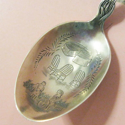 MS Sterling Silver Souvenir Spoon Alvin Mfg Block Cheese Chairs Children Hoop Play
