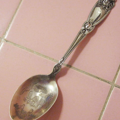 MS Sterling Silver Souvenir Spoon Alvin Mfg Block Cheese Chairs Children Hoop Play