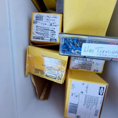 Cooler filled with electrical supplies
