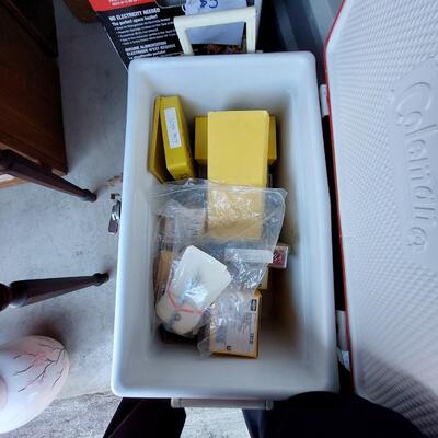 Cooler filled with electrical supplies