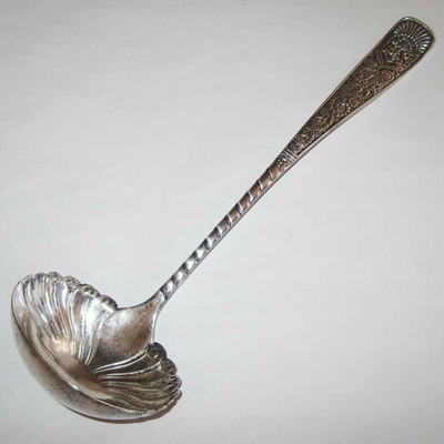 MS 1886 Antique Rogers Bros Assyrian Head 11" Soup Ladle Silverplate
