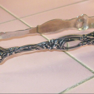 MS International Silver Sterling Sugar Tongs Frontenac 1903 Floral Decoration