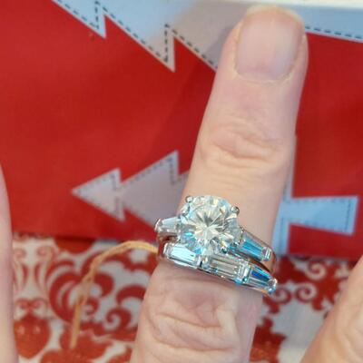 Diamonique Engagement Ring & Band