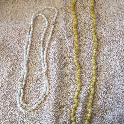 MS 2 Necklace Fresh Water Pearls w/Gold Spacers Tigers Eye Beads