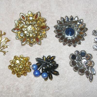 MS 7 Vintage Rhinestone Broaches and Pins