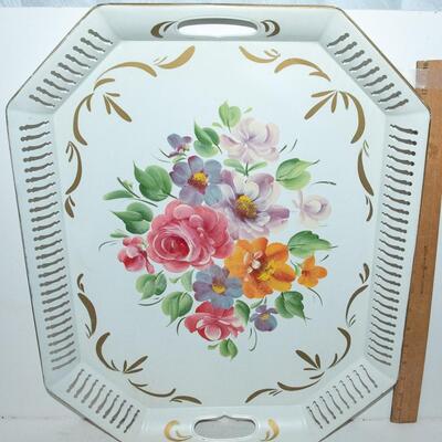 VINTAGE HAND PAINTED TOLE TRAY