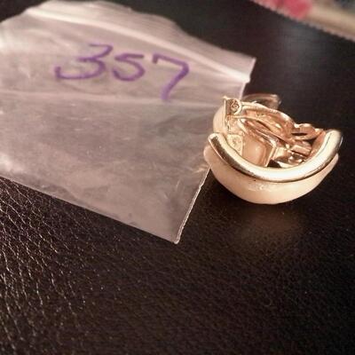 Gold tone & Natural Stone Clip Earrings