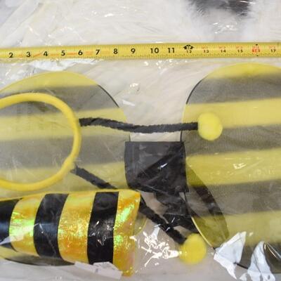 3 pc Halloween Costume/Dress-Up Wings: Black, White, & Bee (with stinger) - New