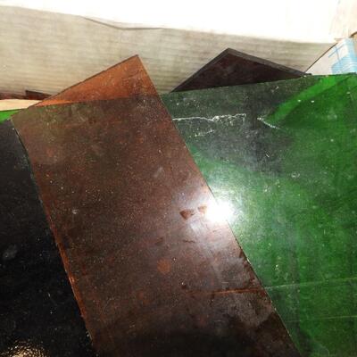 Glass Pieces & Glass Cutter. Green Orange Yellow (Vintage?)