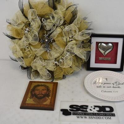 4 Piece Christian Decor, Forgive Heart Wall Decor, Picture of Christ