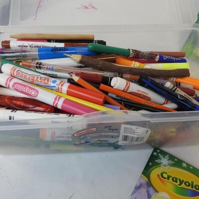 Kids Coloring/Art Lot: 4 Books, Book art paper, Crayons, Markers, Foam Stickers