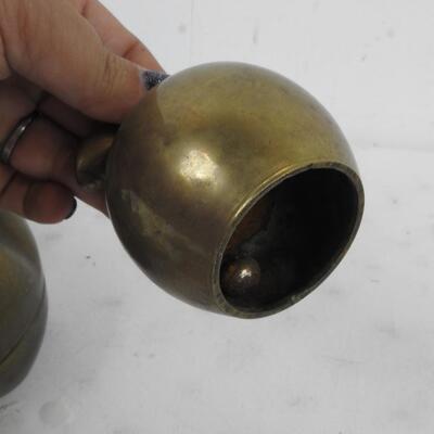 7 pc Metal Decor: Brass, Copper, etc. Apples, Bells, Containers