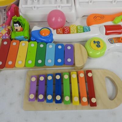 17 pc Baby Toys: Xylophone, Preschool Learning & flashcards, Bottle Drying Racks