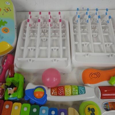 17 pc Baby Toys: Xylophone, Preschool Learning & flashcards, Bottle Drying Racks