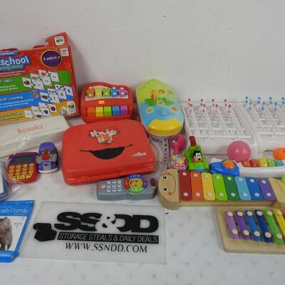 17 pc Baby Toys: Xylophone, Preschool Learning & flashcards, Bottle Drying Racks