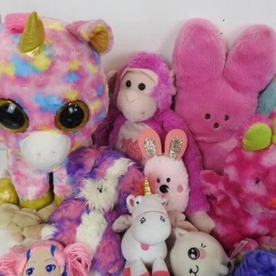 24 Stuffed Animals, Large Pink Bunny Peep, Banda, Unicorns