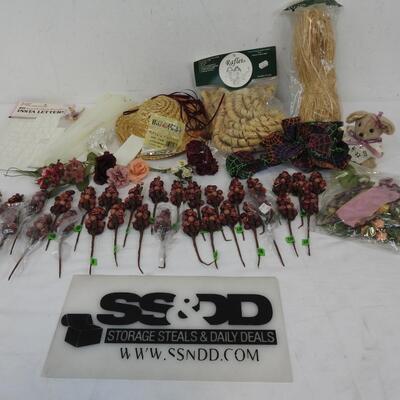 45+ pc Crafts Lot: Whicker, Floral, Hot Glue Sticks, etc