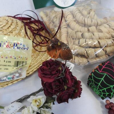 45+ pc Crafts Lot: Whicker, Floral, Hot Glue Sticks, etc