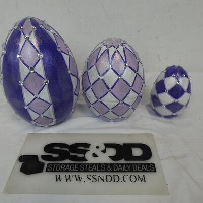 3 Large Purple Easter Eggs