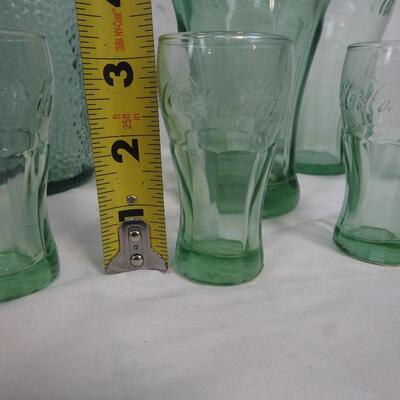 14pc Coca-Cola:1 Pitcher, 8 Glasses, 2 Mugs, 3 Small Glasses