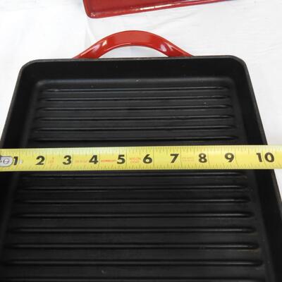 Red Enamel Cast Iron Pannini Press Pan & Lid by Giada De Laurentis. Heavy