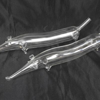Dachshund Decanters, Weiner Dog Blown Glass, Qty 2