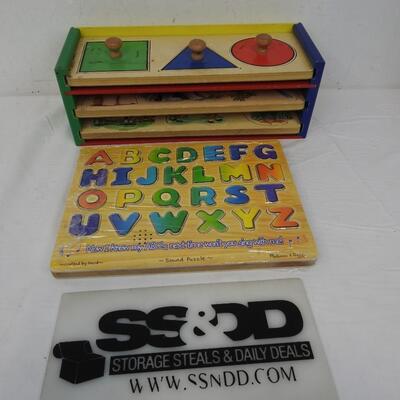 4 pc Wooden Puzzles: 1 set of 3 & 1 Alphabet Set