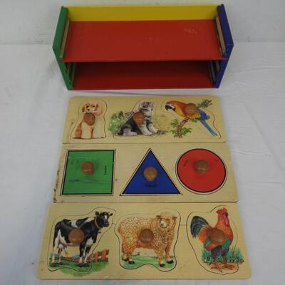4 pc Wooden Puzzles: 1 set of 3 & 1 Alphabet Set