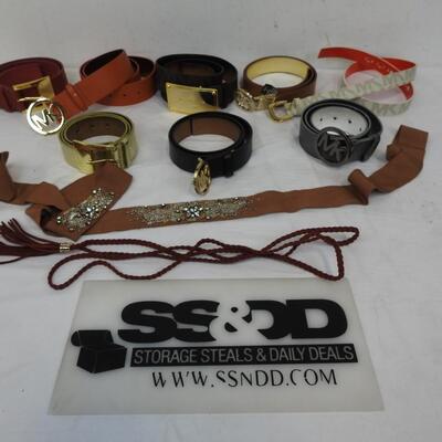 10 pc Belts Lot: 8 Michael Kors Belts: Red, Orange, Gray, Black, Brown |  