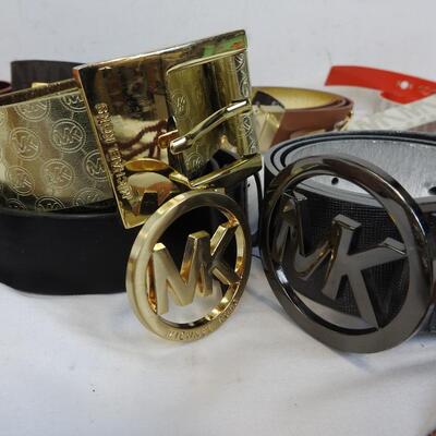 10 pc Belts Lot: 8 Michael Kors Belts: Red, Orange, Gray, Black, Brown